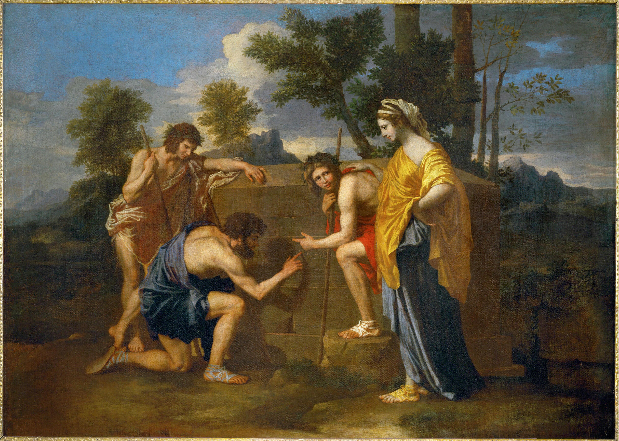 Nicolas Poussin, "Et in arcadia ego," second version (1628). Public domain.